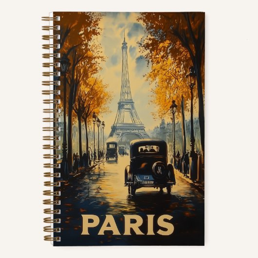  jaren 1930 Parijs Travel Poster Eiffeltoren Notitieboek (Voorkant)
