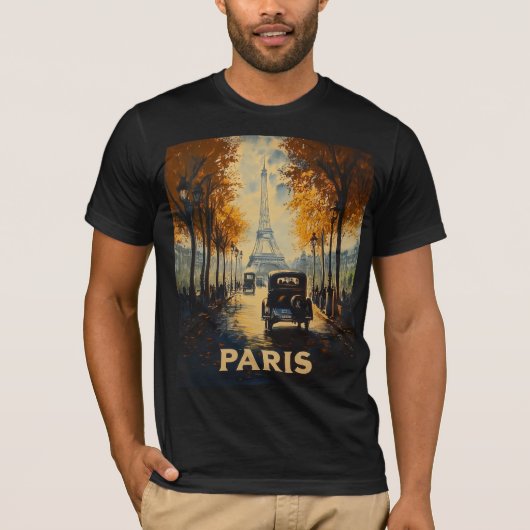  jaren 1930 Parijs Travel Poster Eiffeltoren T-shirt (Voorkant)
