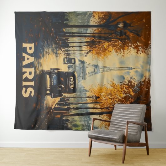 jaren 1930 Parijs Travel Poster Eiffeltoren Wandkleed (In Situ (horizontaal))