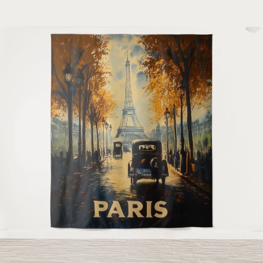 jaren 1930 Parijs Travel Poster Eiffeltoren Wandkleed (Voorkant)