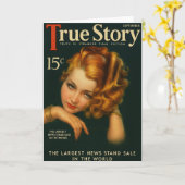 jaren 1930 True Story Magazine Wenskaart Kaart (Gele Bloem)