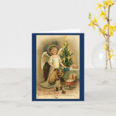  jaren 1940 Christmas Angel Custom Bericht Kaart (Gele Bloem)