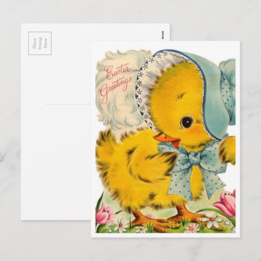  jaren 1940 Pasen Groeten Baby Chick Feestdagenkaart (Voorkant / Achterkant)