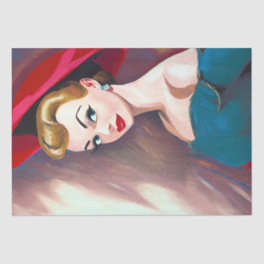  jaren 1940's 1950's Woman Decoupage Tissuepapier (Voorkant)