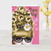  jaren 1950 Beehive Hair Retro Verjaardag Kaart (Gele Bloem)