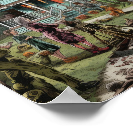  jaren 1950 Comic Book Style Haunted House Poste Poster (Hoek)