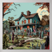  jaren 1950 Comic Book Style Haunted House Poste Poster (Voorkant)