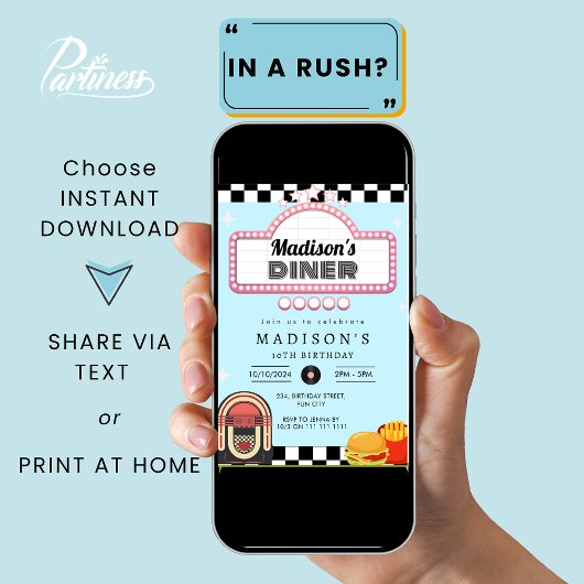  jaren 1950 Diner Retro Verjaardag Sock Hop Kaart