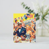  jaren 1950 Feestillustratie Briefkaart (Staand voorkant)