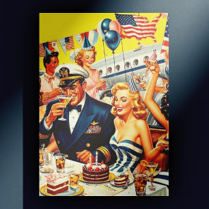  jaren 1950 Feestillustratie Briefkaart