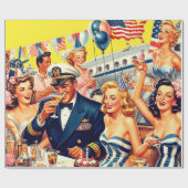  jaren 1950 Feestillustratie Cadeaupapier (Vlak)