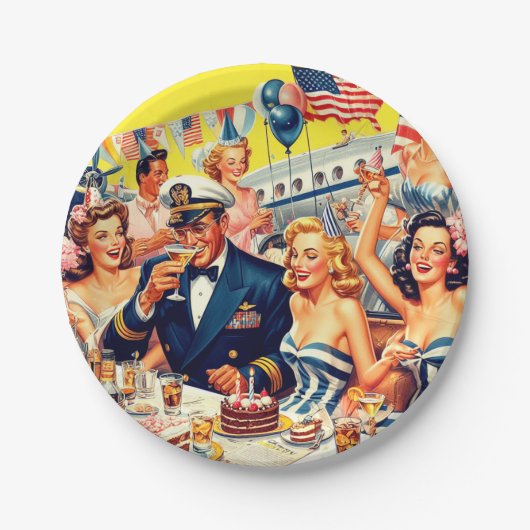  jaren 1950 Feestillustratie Papieren Bordje (Voorkant)