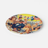  jaren 1950 Feestillustratie Papieren Bordje (Gekanteld)