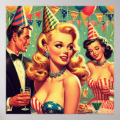  jaren 1950 Feestillustratie Poster (Voorkant)