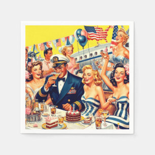  jaren 1950 Feestillustratie Servet