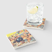  jaren 1950 Feestillustratie Stenen Onderzetter (Zijkant)