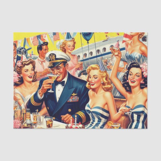  jaren 1950 Feestillustratie Tissuepapier (Voorkant)