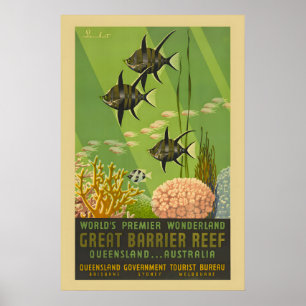 Jaren 1950 Great Barrier Reef Queensland Classic Poster