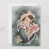  jaren 1950 Roze Kerstmeisje Custom Christmas Feestdagenkaart (Voorkant)