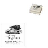  jaren 1950 Truck & Tree Country Kerstadres Rubberstempel (Gestempeld)