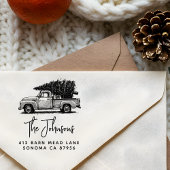  jaren 1950 Truck & Tree Country Kerstadres Rubberstempel