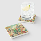  jaren 1950 Volksillusie Stenen Onderzetter (Zijkant)