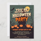  jaren 1970 Haunted House Halloween Party Kaart (Voorkant)