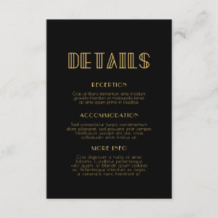  jaren '20 Art Deco bruiloft gastinformatie Informatiekaartje