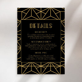  jaren '20 Art Deco bruiloft gastinformatie Informatiekaartje