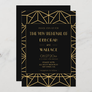 jaren '20 Art Deco bruiloft gelofte verlenging Kaart