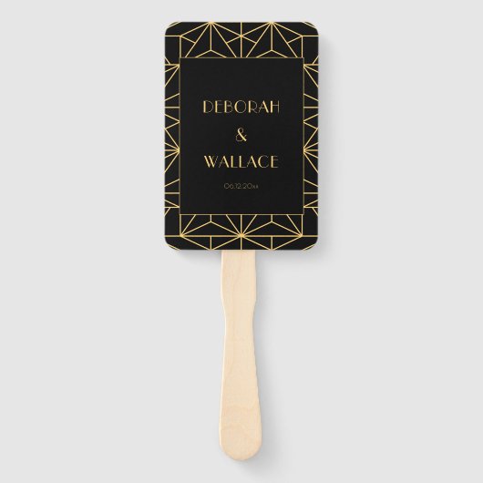 jaren '20 Art Deco eenvoudig huwelijksprogramma Handwaaier (Voorkant)