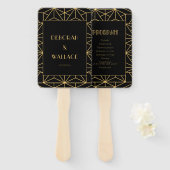 jaren '20 Art Deco eenvoudig huwelijksprogramma Handwaaier (Voorkant en achterkant)