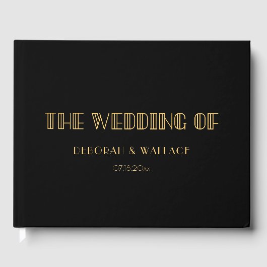 jaren '20 Art Deco eenvoudige bruiloft Gastenboek (Voorkant)