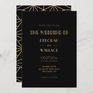 jaren '20 Art Deco eenvoudige bruiloft Kaart