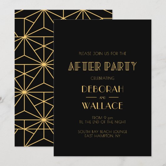 jaren '20 Art Deco eenvoudige bruiloft na feest Kaart (Voorkant / Achterkant)