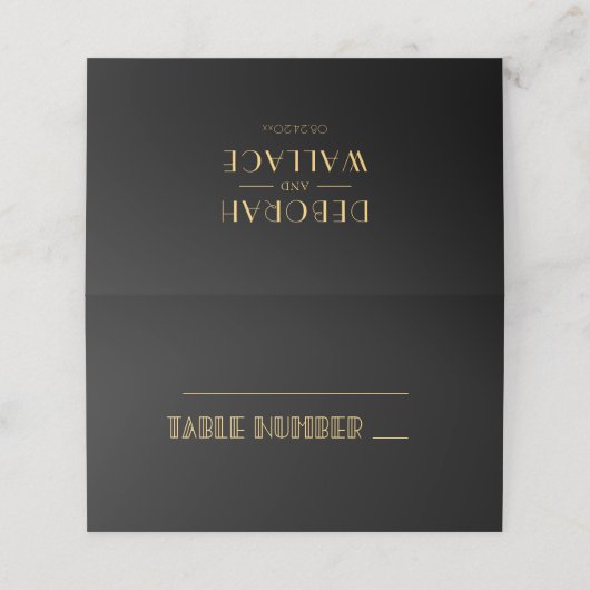  jaren '20 Art Deco eenvoudige bruiloft Plaatskaartje (Buitenkant ongevouwen)