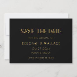  jaren '20 Art Deco eenvoudige bruiloft Save The Date