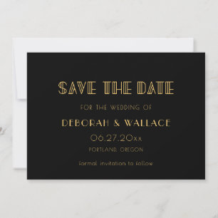  jaren '20 Art Deco eenvoudige bruiloft Save The Date