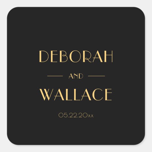  jaren '20 Art Deco eenvoudige bruiloft Vierkante Sticker (Voorkant)