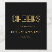  jaren '20 Art Deco eenvoudige bruiloft Wijn Etiket (Enkel label)