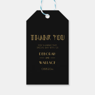 jaren '20 Art Deco eenvoudige huwelijksgunst Cadeaulabel