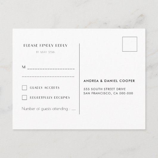  jaren '20 art deco eenvoudige RSVP Briefkaart (Achterkant)