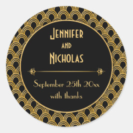  jaren '20 Art Deco Geometric Fans Pattern Ronde Sticker