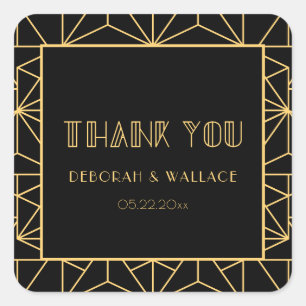  jaren '20 art deco geometrische bruiloft Dank u Vierkante Sticker