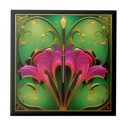 jaren '20 Art Deco Reproduction Keramische Tegel Tegeltje (Voorkant)