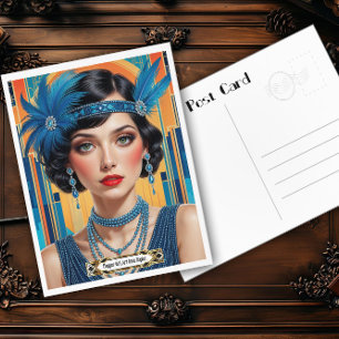 Jaren 20 Cocktail Elegantie Flapper Meisje Briefkaart
