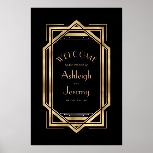  jaren '20 Deco 24x36 Zwart Goud Bruiloft Poster (Voorkant)