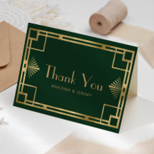  jaren '20 Deco Groen Goud Bruiloft Dank u