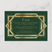  jaren '20 Deco Groen Goud Bruiloft Details Informatiekaartje (Voorkant)