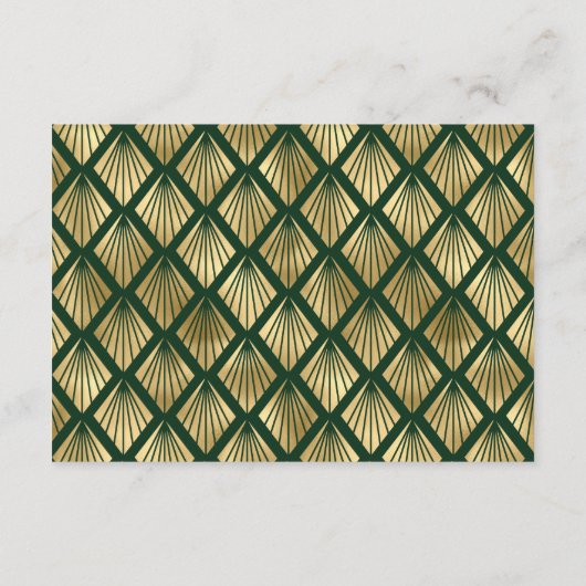  jaren '20 Deco Groen Goud Bruiloft Details Informatiekaartje (Achterkant)